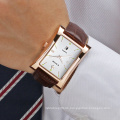 WWOOR 8017 Quartz Watch Square Men Watches Business Wristwatches Genuine leather Waterproof Male Clock